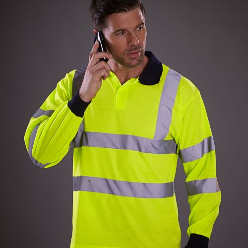 Yoko Hi-Vis Long Sleeve Polo Shirt Thumbnail