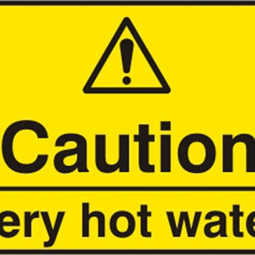 CAUTION HOT WATER SAV (PK5) 75MM X 50MM Thumbnail