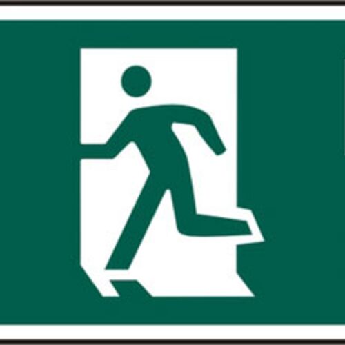 FIRE EXIT MAN ARROW D/L  RPVC (PK5) 400MM X 150MM Thumbnail