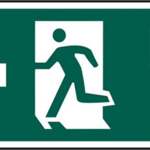 FIRE EXIT MAN ARROW LEFT RPVC (PK5) 400MM X 150MM Thumbnail