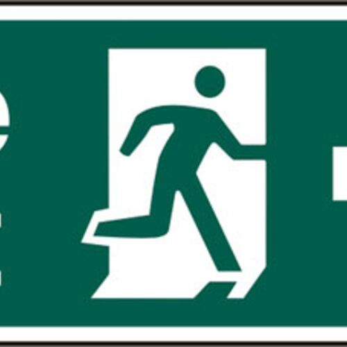 FIRE EXIT MAN ARROW RIGHT RPVC (PK5) 400MM X 150MM Thumbnail