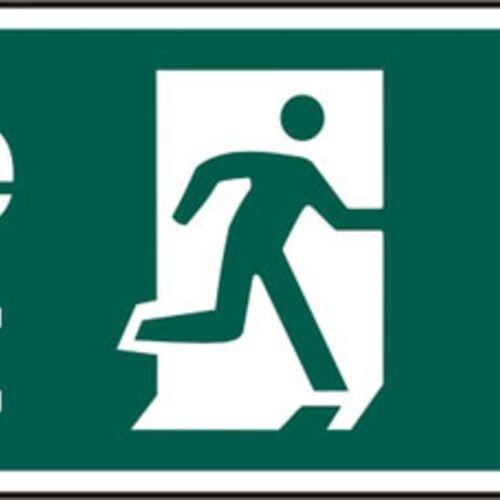 FIRE EXIT MAN ARROW UP RPVC (PK5) 400MM X 150MM Thumbnail
