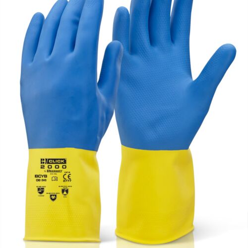 2 COLOUR HEAVYWEIGHT GLOVE YELLOW/BLUE Pk1 Thumbnail