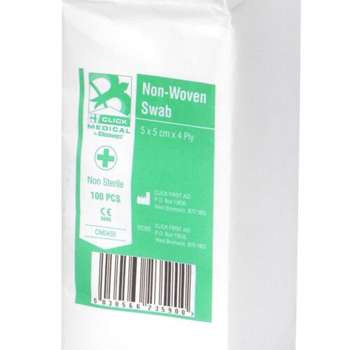 CLICK MEDICAL GAUZE SWABS 5CM X 5CM NON STERILE Bx 100 Thumbnail