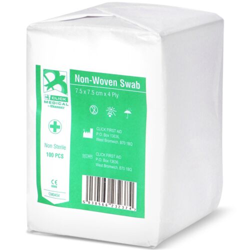 CLICK MEDICAL GAUZE SWABS 7.5 X 7.5CM NON STERILE Bx 100 Thumbnail